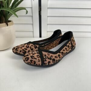 Clarks Cloudsteppers 9M Carly Wish Ballet Flats Brown Leopard Print Comfort Shoe